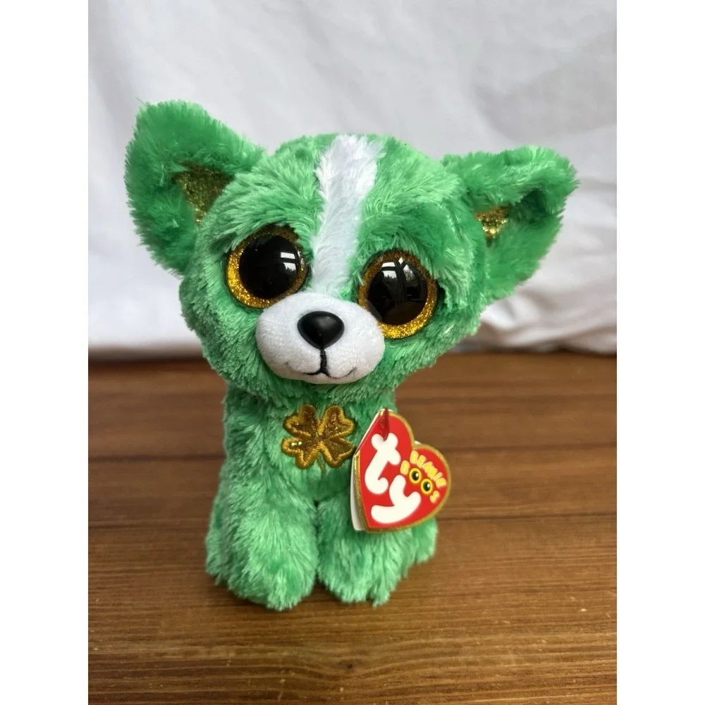 Ty Beanie Boos Emerald Green Dog Plush Shamrock St Patrick's Day w/ Tag